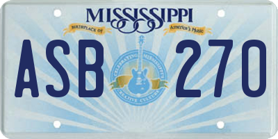 MS license plate ASB270