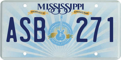 MS license plate ASB271