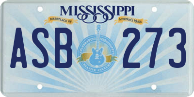 MS license plate ASB273