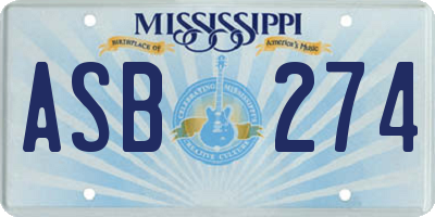 MS license plate ASB274