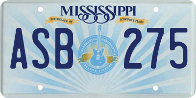 MS license plate ASB275