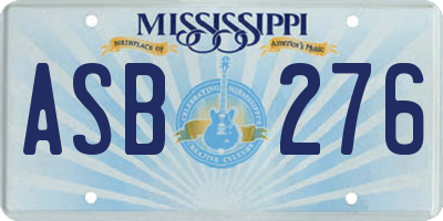 MS license plate ASB276