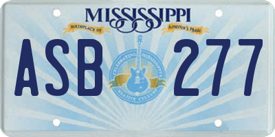 MS license plate ASB277