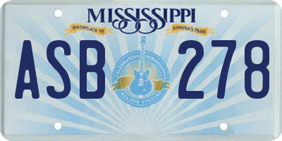 MS license plate ASB278