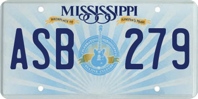 MS license plate ASB279