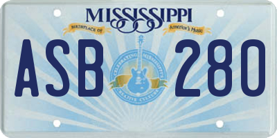MS license plate ASB280