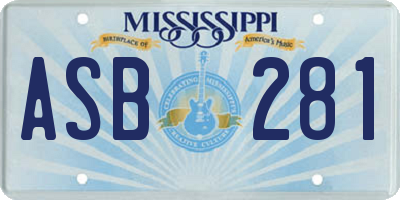 MS license plate ASB281