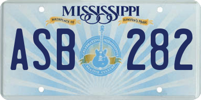 MS license plate ASB282