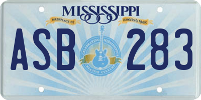 MS license plate ASB283