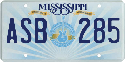 MS license plate ASB285