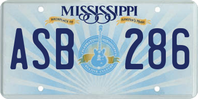 MS license plate ASB286