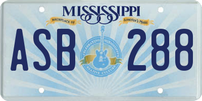 MS license plate ASB288