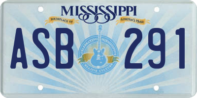 MS license plate ASB291