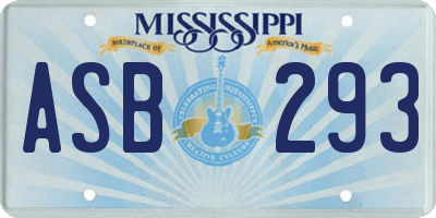 MS license plate ASB293