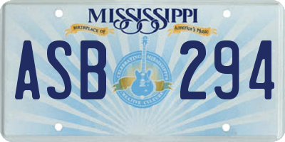 MS license plate ASB294