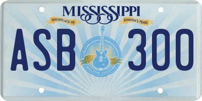 MS license plate ASB300