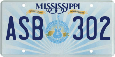 MS license plate ASB302