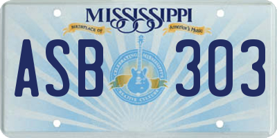MS license plate ASB303