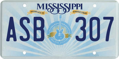 MS license plate ASB307