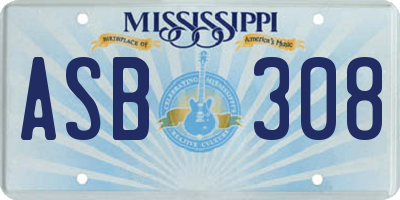 MS license plate ASB308