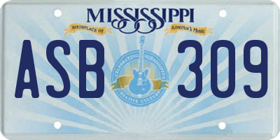 MS license plate ASB309