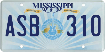 MS license plate ASB310