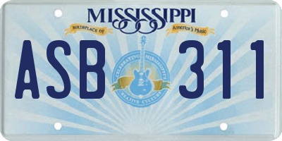MS license plate ASB311
