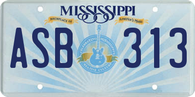 MS license plate ASB313