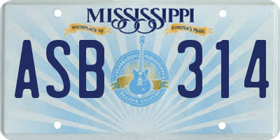 MS license plate ASB314