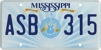MS license plate ASB315