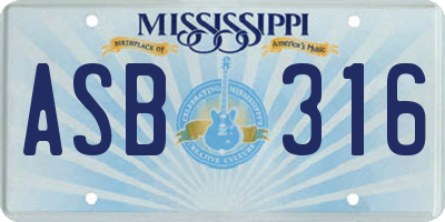 MS license plate ASB316