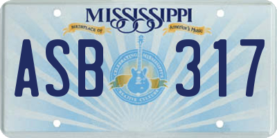 MS license plate ASB317