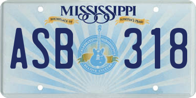 MS license plate ASB318