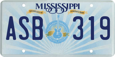 MS license plate ASB319