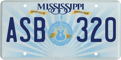 MS license plate ASB320