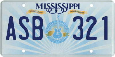 MS license plate ASB321