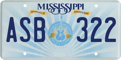 MS license plate ASB322