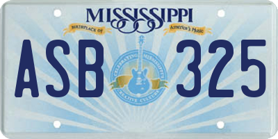 MS license plate ASB325