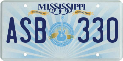 MS license plate ASB330