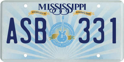MS license plate ASB331