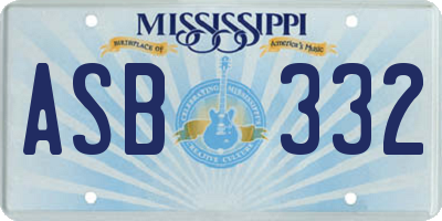 MS license plate ASB332