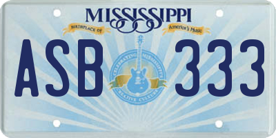 MS license plate ASB333