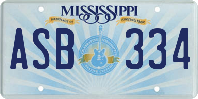 MS license plate ASB334