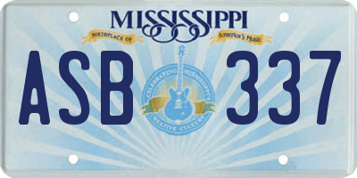 MS license plate ASB337