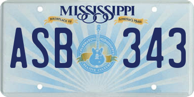 MS license plate ASB343
