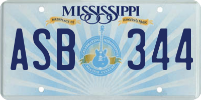 MS license plate ASB344