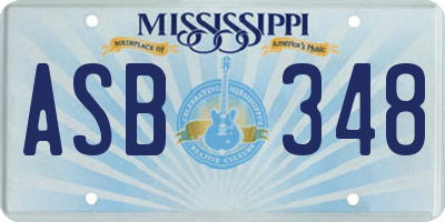 MS license plate ASB348