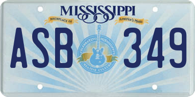MS license plate ASB349