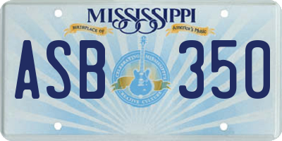 MS license plate ASB350