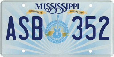 MS license plate ASB352